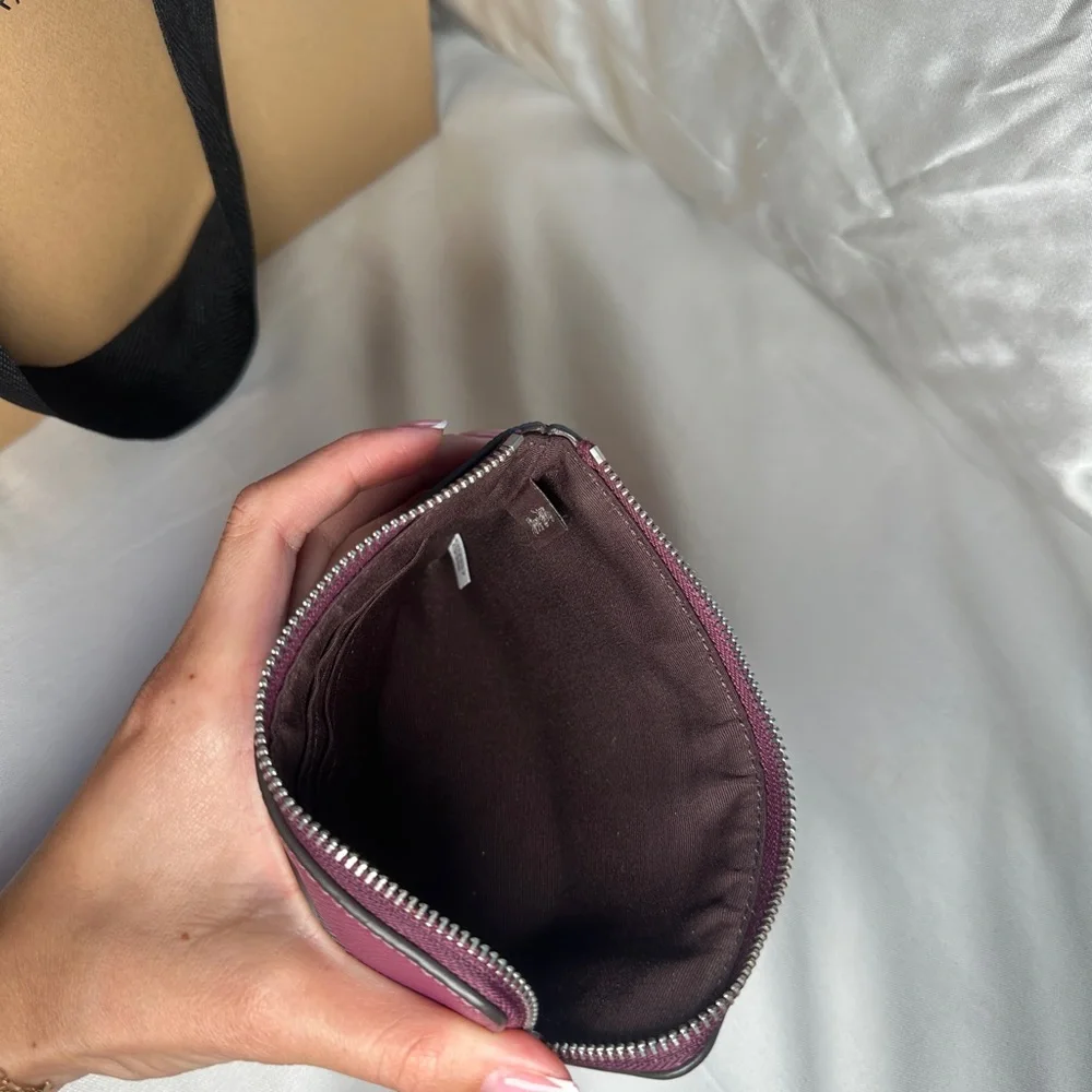 Coach Plum Leather Zip Wristlet